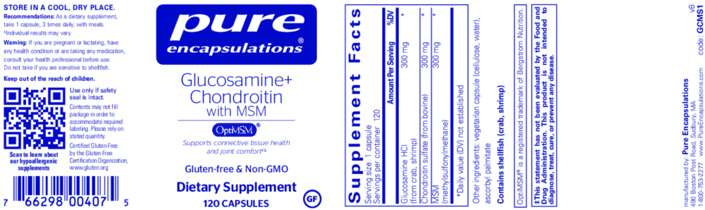 Product image for Glucosamine Chondroitin W/ MSM.