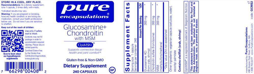 Product image for Glucosamine Chondroitin W/ MSM.