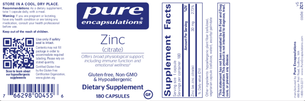 Product image for Zinc (Citrate).