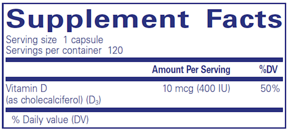 Product image for Vitamin D3  10mcg (400IU).