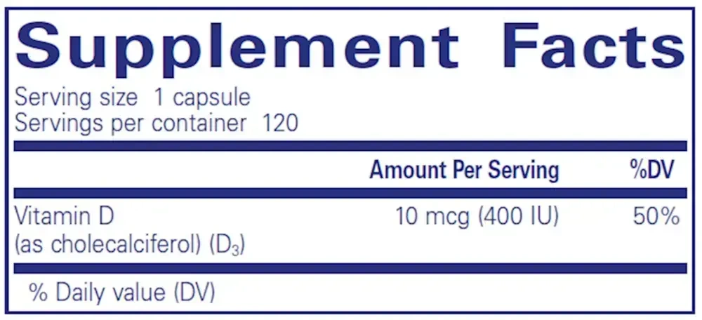 Product image for Vitamin D3  10mcg (400IU).