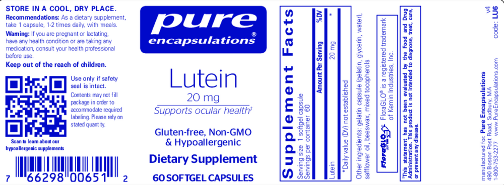 Product image for Lutein 20mg.