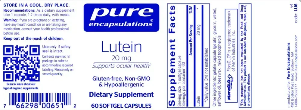 Product image for Lutein 20mg.