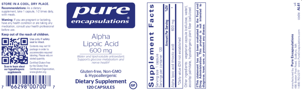 Product image for Alpha Lipoic Acid 600mg.