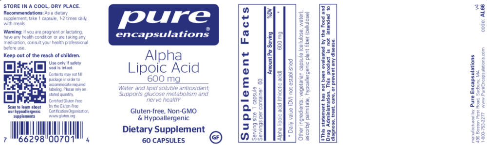 Product image for Alpha Lipoic Acid 600mg.