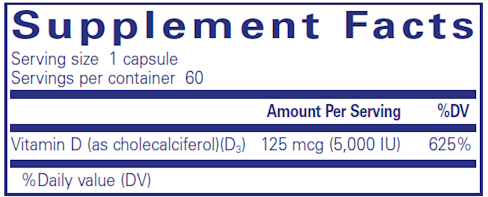 Product image for Vitamin D3  125mcg (5,000IU).