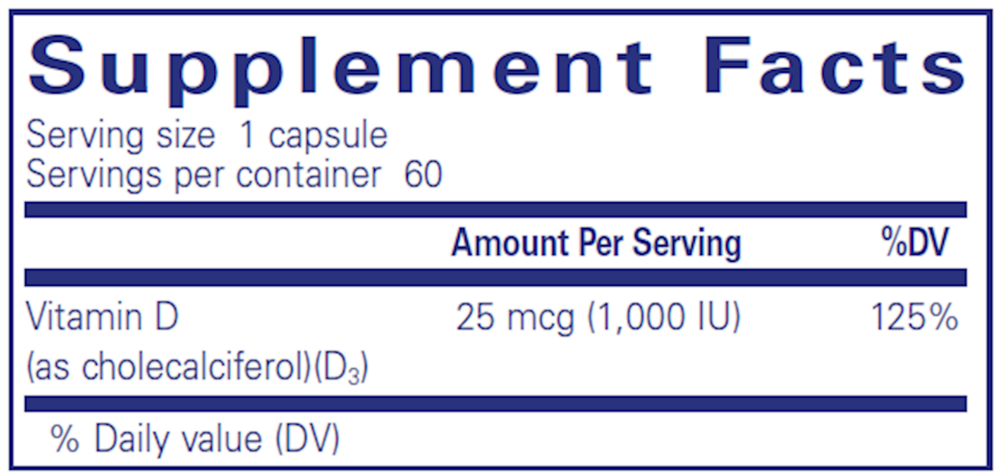Product image for Vitamin D3  25mcg (1,000IU).