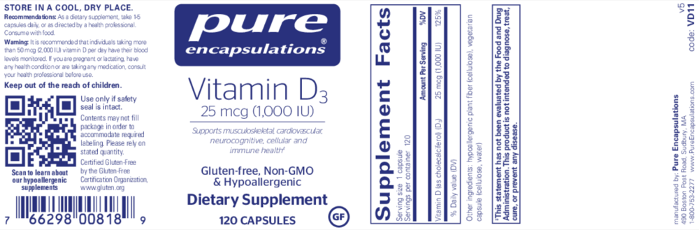 Product image for Vitamin D3  25mcg (1,000IU).