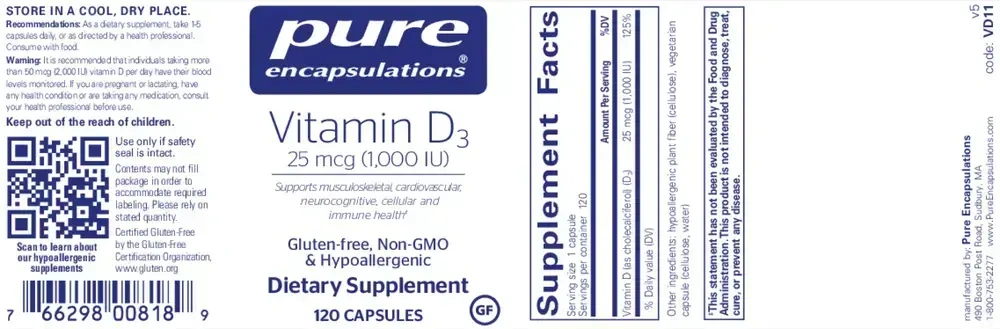 Product image for Vitamin D3  25mcg (1,000IU).