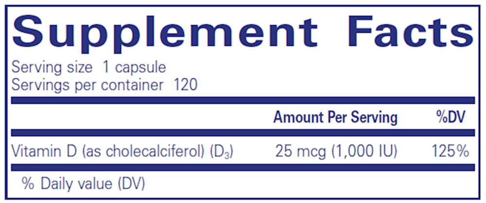 Product image for Vitamin D3  25mcg (1,000IU).