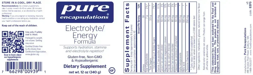 Product image for Electrolyte/Energy Formula.