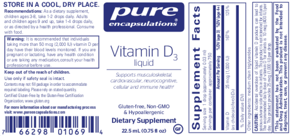 Product image for Vitamin D3 Liquid.