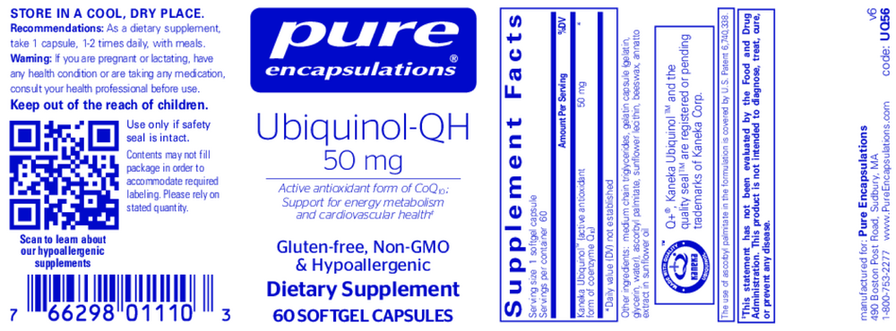 Product image for Ubiquinol-QH 50mg.