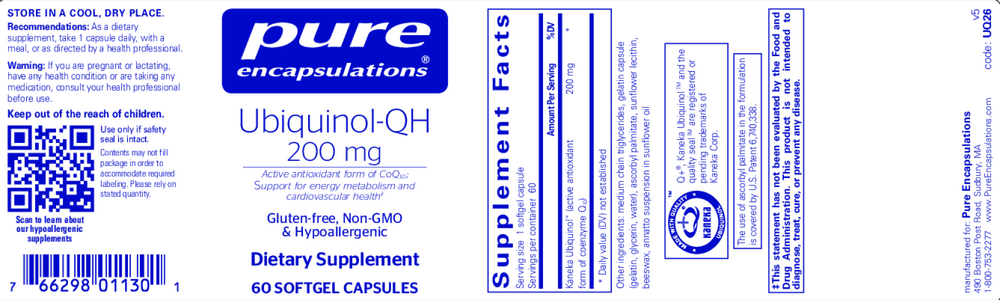 Product image for Ubiquinol-QH 200mg.