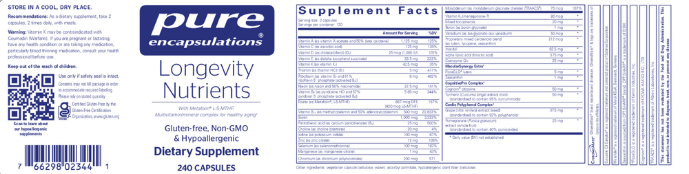 Product image for Longevity Nutrients.