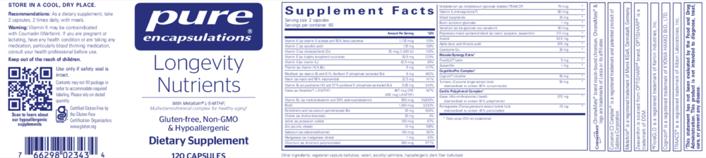 Product image for Longevity Nutrients.