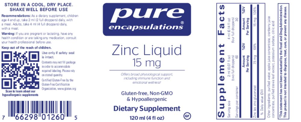 Product image for Zinc Liquid 15mg.