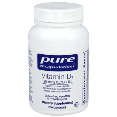 Vitamin D3 125mcg (5,000IU) (250 capsules) Product image for Vitamin D3 125mcg (5,000IU) (250 capsules).