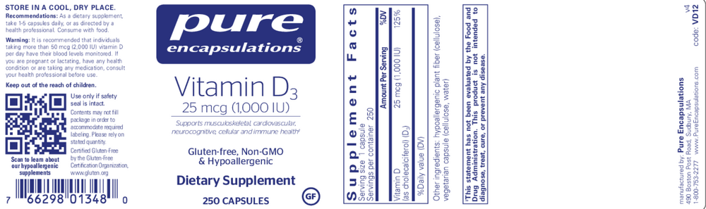 Product image for Vitamin D3  25mcg (1,000IU).