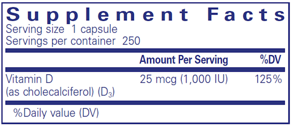 Product image for Vitamin D3  25mcg (1,000IU).