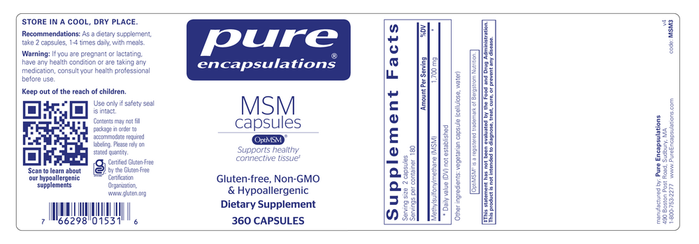 Product image for MSM Capsules.