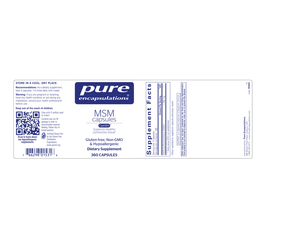 Product image for MSM Capsules.
