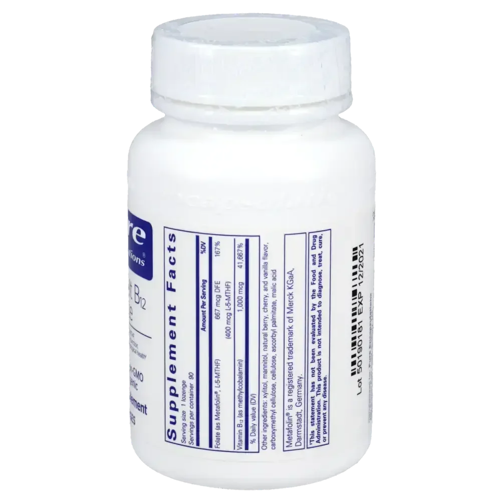 Product image for PureMelt B12 Folate Lozenges.