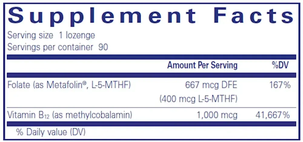 Product image for PureMelt B12 Folate Lozenges.