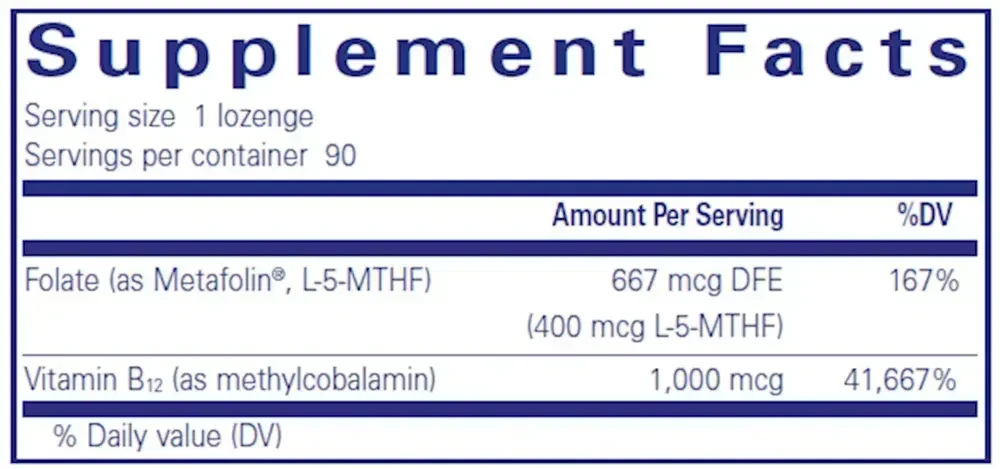 Product image for PureMelt B12 Folate Lozenges.