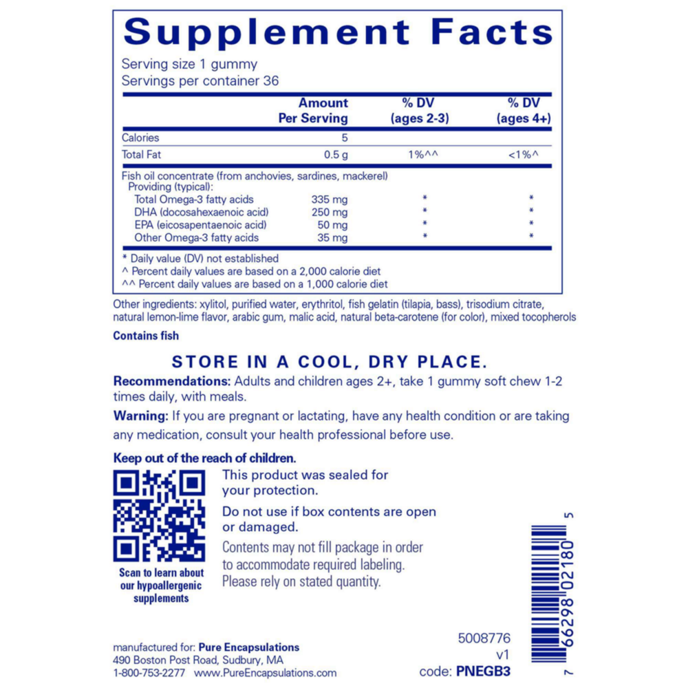 Product image for PureNutrients EPA/DHA Gummy.
