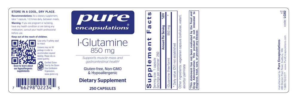 Product image for l-Glutamine 850mg.