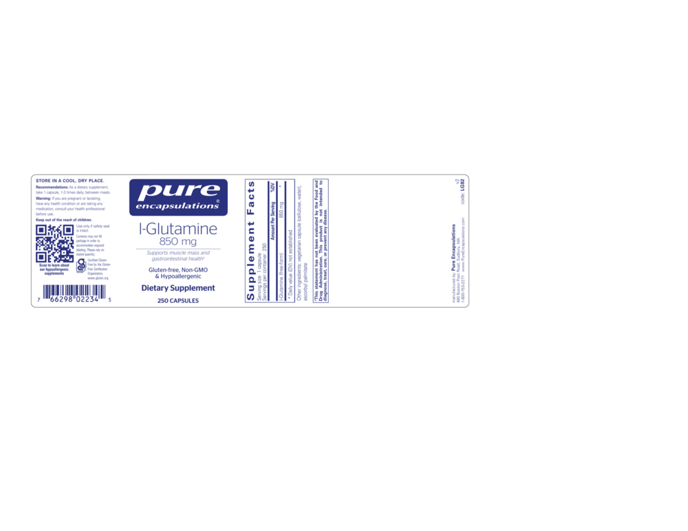 Product image for l-Glutamine 850mg.