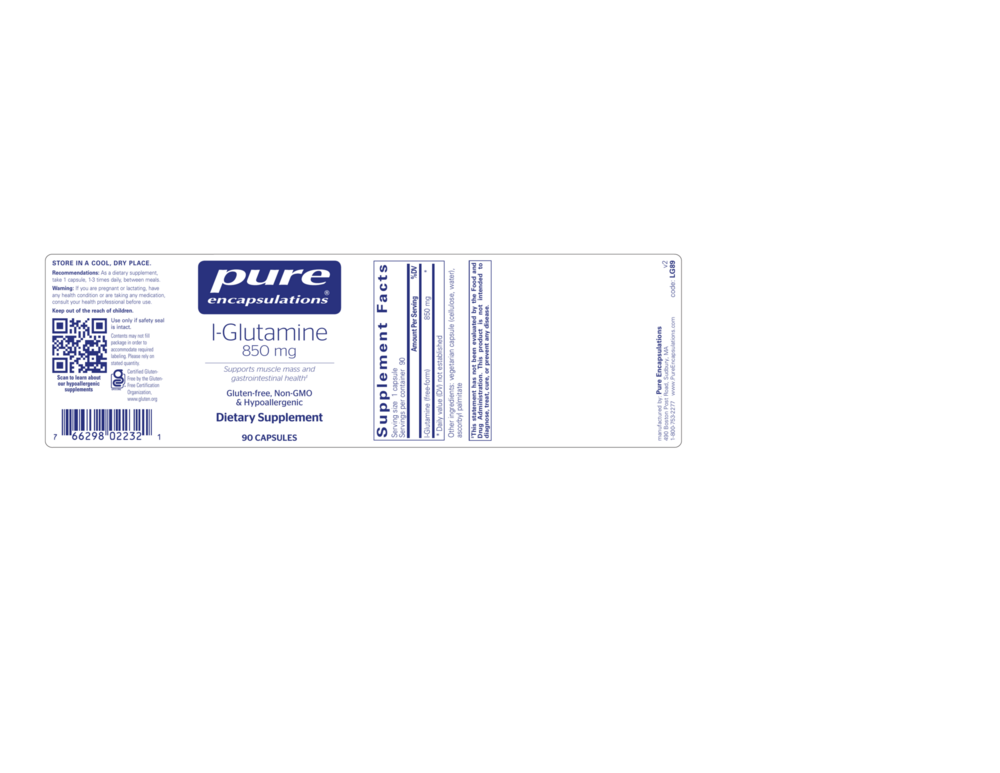 Product image for l-Glutamine 850mg.