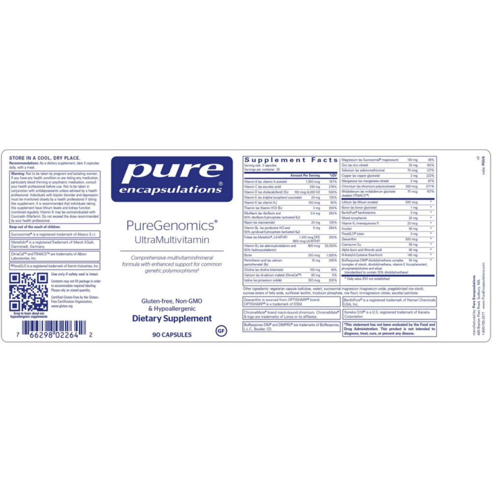 Product image for PureGenomics® Ultramultivitamin.