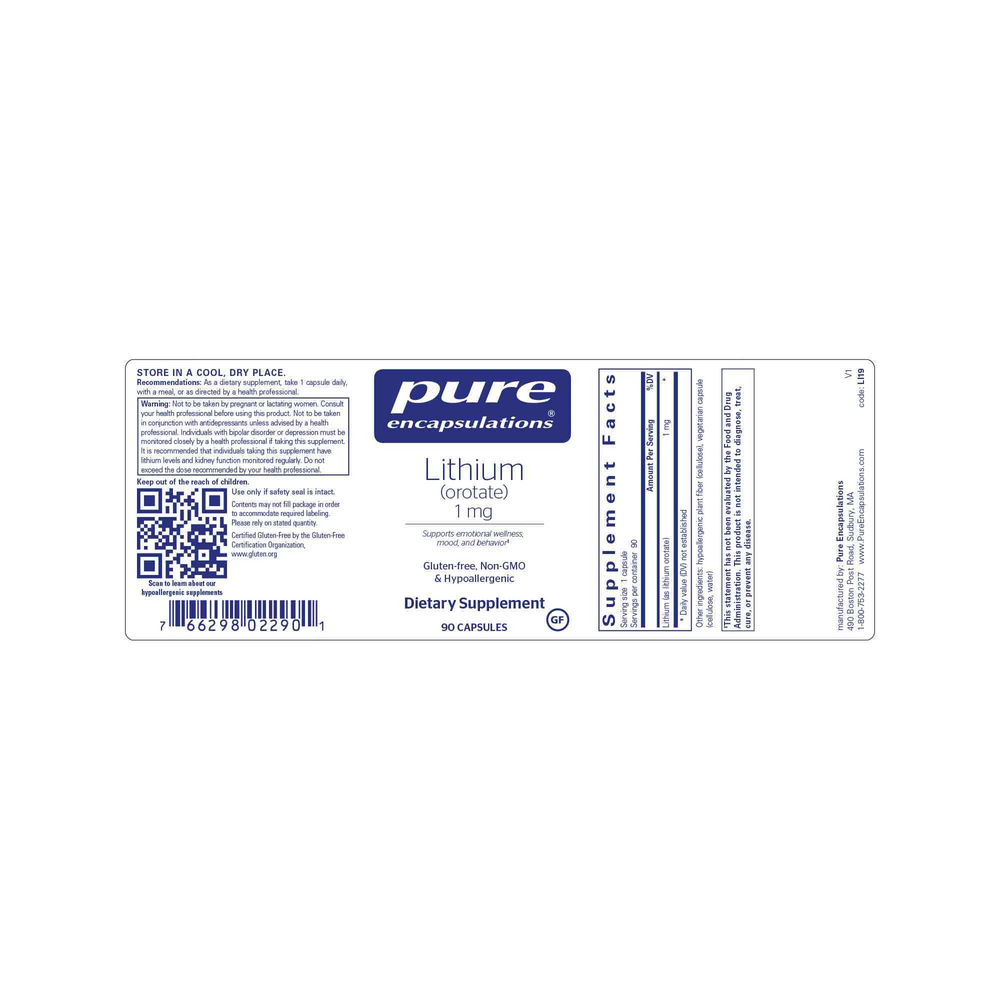 Product image for Lithium (orotate) 1mg.