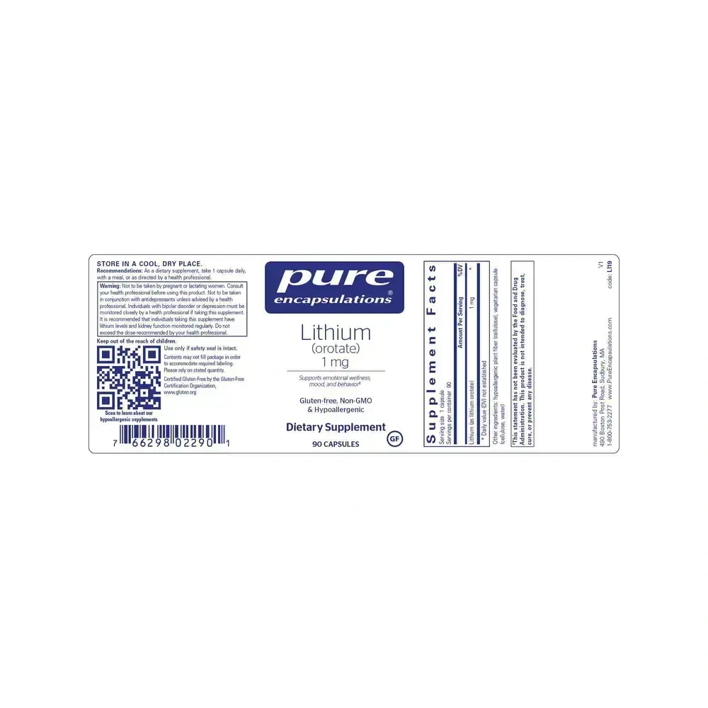Product image for Lithium (orotate) 1mg.
