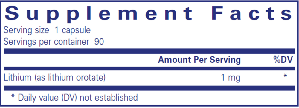 Product image for Lithium (orotate) 1mg.
