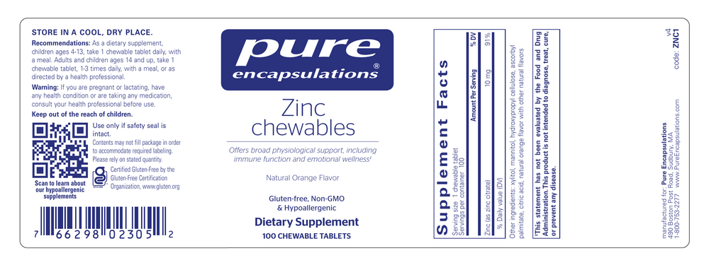 Product image for Zinc chewables.
