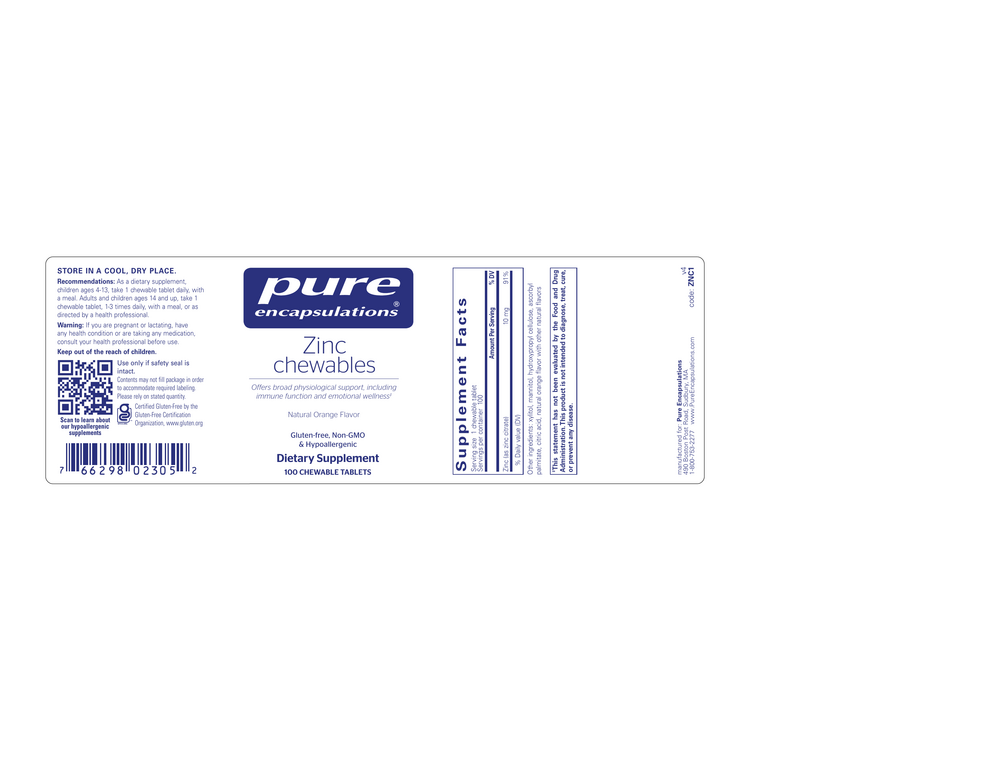 Product image for Zinc chewables.