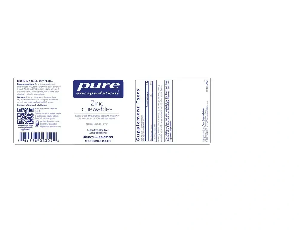 Product image for Zinc chewables.