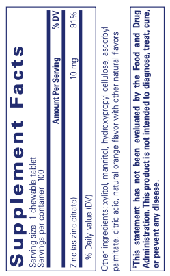 Product image for Zinc chewables.
