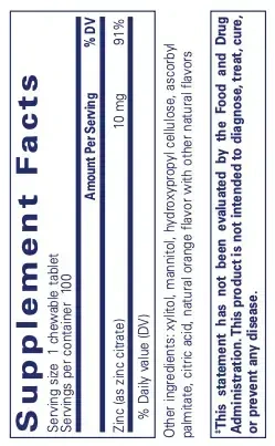 Product image for Zinc chewables.