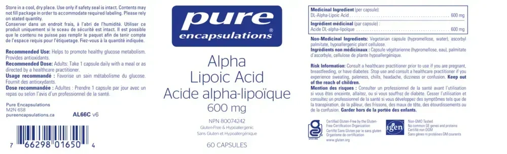 Product image for Alpha Lipoic Acid 600 mg.