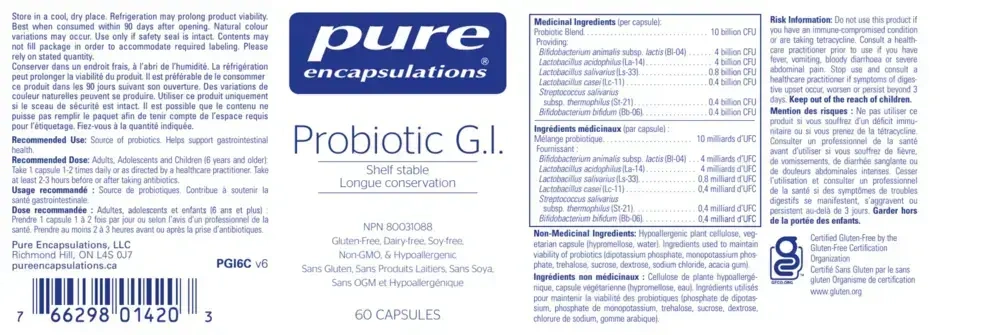 Product image for Probiotic G.I. (soy &amp; dairy free).
