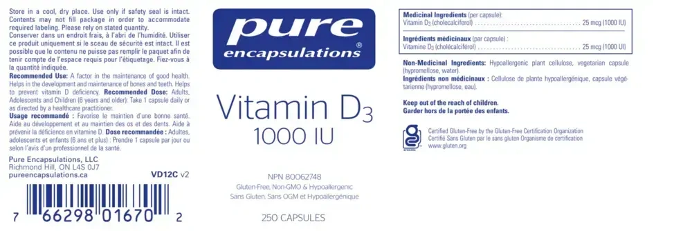 Product image for Vitamin D3 1 000 I.U..