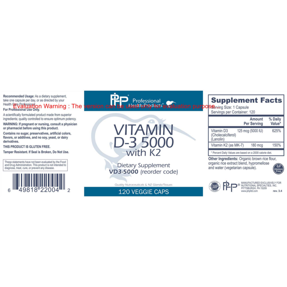 Product image for Vitamin D3 5000 with K2.