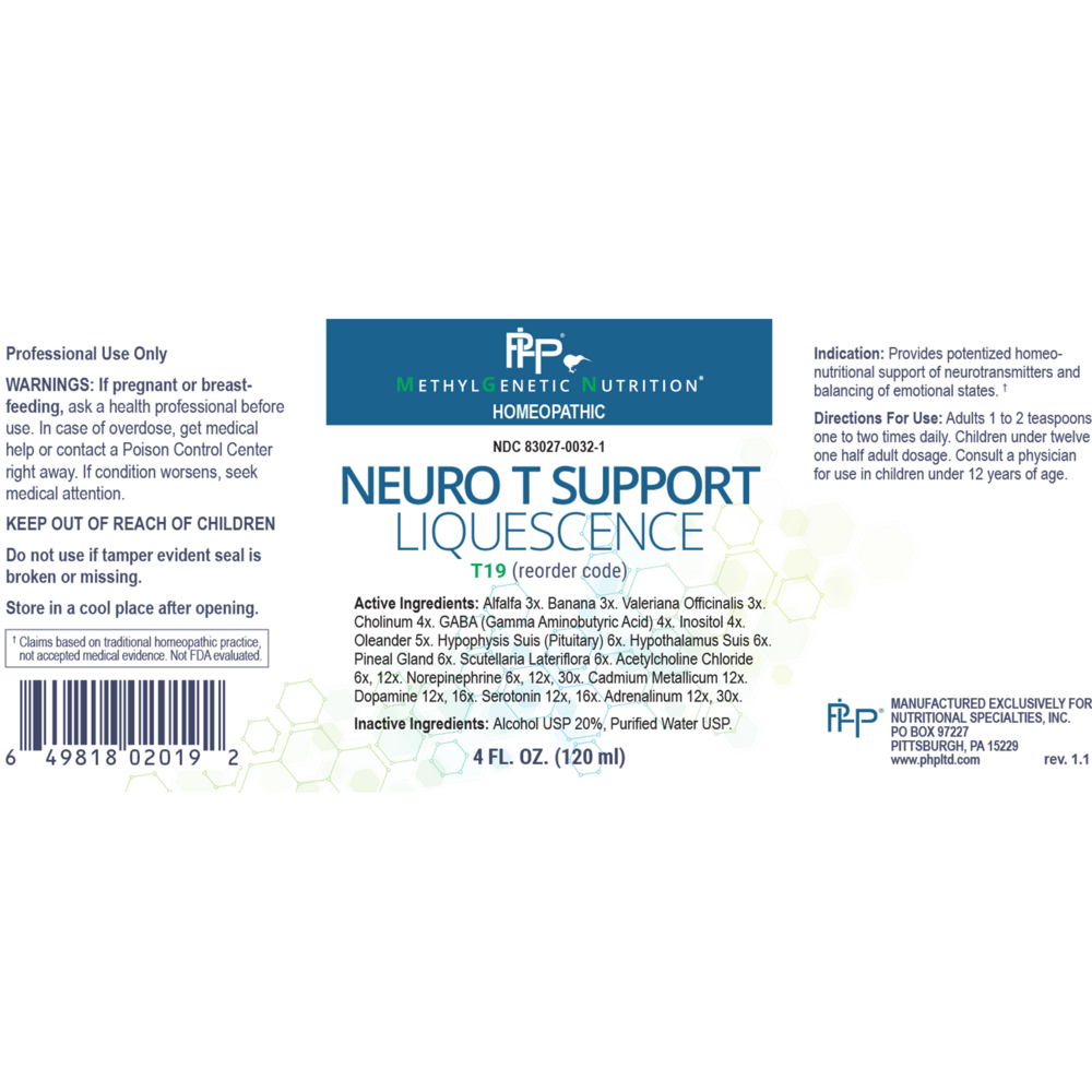 Product image for Neuro T Support Liquescence.