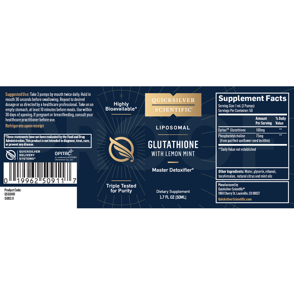Product image for Liposomal Glutathione, Lemon Mint Flavor.