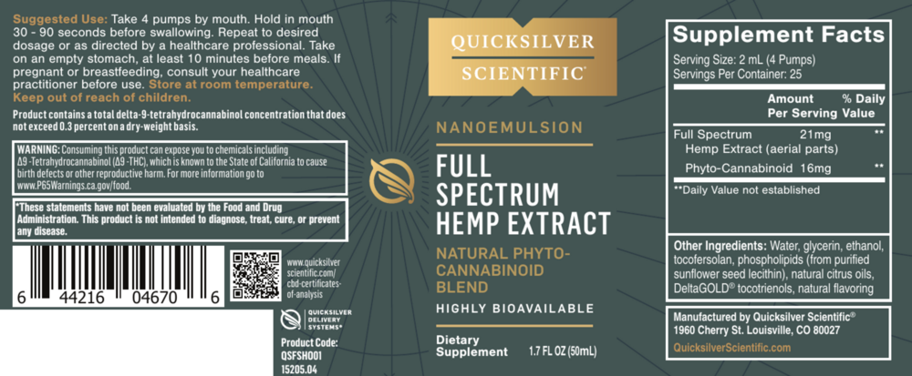 Product image for Nanoemulsified Full Spectrum Hemp Extract.