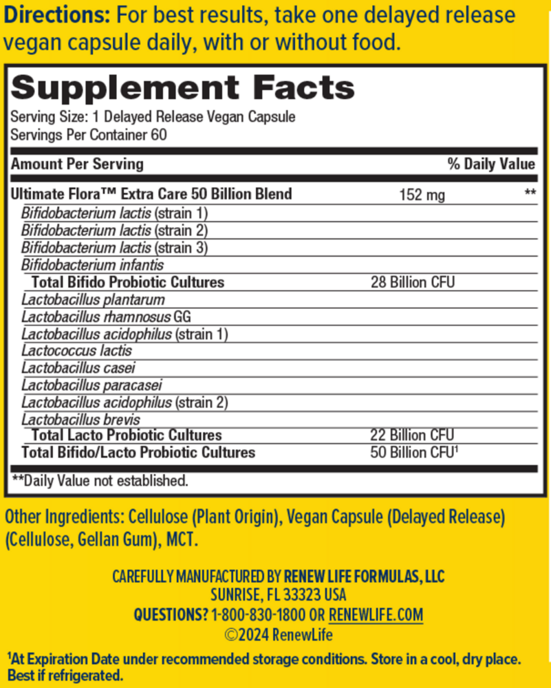 Product image for Ultimate Flora Extra Care Probiotic, 50 Billion CFU.
